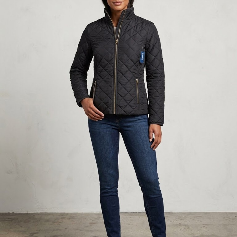 Old Navy Black Quilted Zip-Up Puffer Jacket